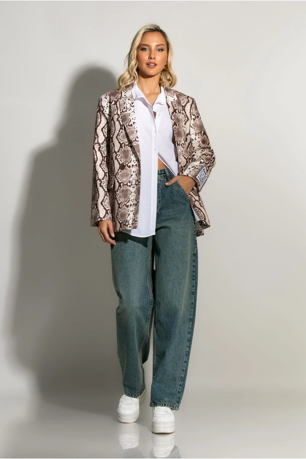Blazer snake print μπεζ Blazer snake print μπεζ