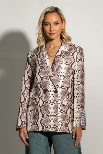 Blazer snake print μπεζ