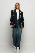 Blazer ριγέ με paches μπλε Blazer ριγέ με paches μπλε