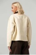 Jean jacket με κοτλέ γιακά μπεζ