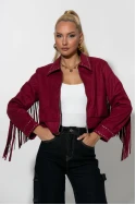 Σουέντ jacket με τρούς και κρόσια μπορντό