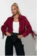 Σουέντ jacket με τρούς και κρόσια μπορντό