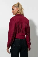 Σουέντ jacket με τρούς και κρόσια μπορντό