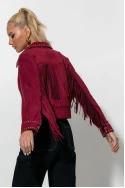 Σουέντ jacket με τρούς και κρόσια μπορντό