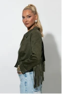 Σουέντ jacket με τρούς και κρόσια χακί