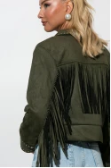 Σουέντ jacket με τρούς και κρόσια χακί