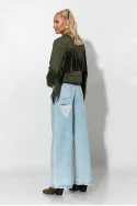 Σουέντ jacket με τρούς και κρόσια χακί