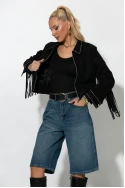 Σουέντ jacket με τρούς και κρόσια μαύρο