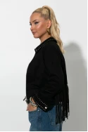 Σουέντ jacket με τρούς και κρόσια μαύρο