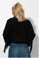 Σουέντ jacket με τρούς και κρόσια μαύρο