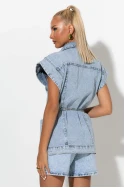 Jean αμάνικο jacket με τσέπες μπλε 