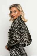 Cropped Jean jacket leopard print γκρι Cropped Jean jacket leopard print γκρι