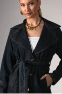 Σετ jean blazer με ζώνη και jean wide leg μπλε ντένιμ