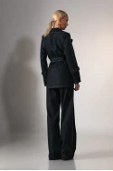 Σετ jean blazer με ζώνη και jean wide leg μπλε ντένιμ