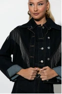 Jean jacket με κρόσια μπλε ντένιμ 