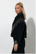 Jean jacket με κρόσια μπλε ντένιμ 