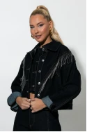 Jean jacket με κρόσια μπλε ντένιμ 
