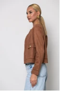 Jacket σουέντ με χρυσά κουμπιά ταμπά