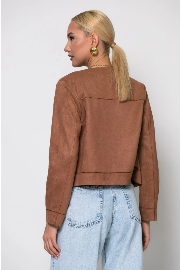 Jacket σουέντ με χρυσά κουμπιά ταμπά