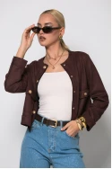 Jacket σουέντ με χρυσά κουμπιά καφέ