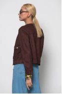 Jacket σουέντ με χρυσά κουμπιά καφέ