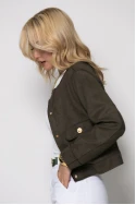 Jacket σουέντ με χρυσά κουμπιά χακί
