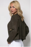 Jacket σουέντ με χρυσά κουμπιά χακί