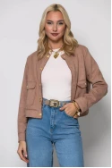 Jacket σουέντ με χρυσά κουμπιά μπεζ