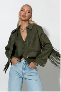 Σουέντ jacket με τρούς και κρόσια χακί