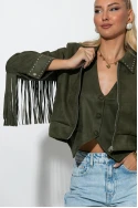 Σουέντ jacket με τρούς και κρόσια χακί