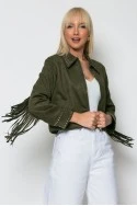 Σουέντ jacket με τρούκς και κρόσια χακί