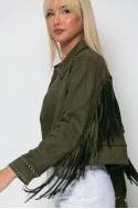 Σουέντ jacket με τρούκς και κρόσια χακί
