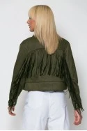Σουέντ jacket με τρούκς και κρόσια χακί
