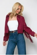 Σουέντ jacket με τρούκς και κρόσια μπορντό