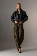Bomber leather jacket με λάστιχο μαύρο Bomber leather jacket με λάστιχο μαύρο
