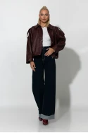 Jacket δερματίνη με κουμπιά μπορντό
