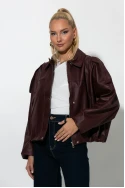 Jacket δερματίνη με κουμπιά μπορντό