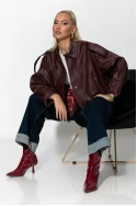 Jacket δερματίνη με κουμπιά μπορντό