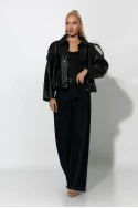 Jacket δερματίνη με κουμπιά μαύρο