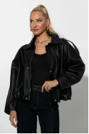 Jacket δερματίνη με κουμπιά μαύρο