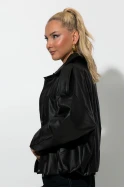 Jacket δερματίνη με κουμπιά μαύρο