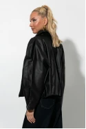 Jacket δερματίνη με κουμπιά μαύρο