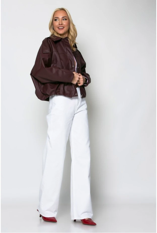 Jacket δερματίνη με κουμπιά μπορντό