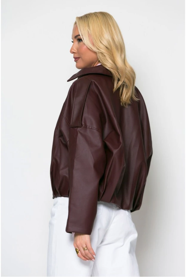 Jacket δερματίνη με κουμπιά μπορντό