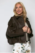 Jacket δερματίνη με κουμπιά καφέ
