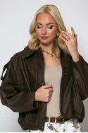 Jacket δερματίνη με κουμπιά καφέ