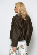 Jacket δερματίνη με κουμπιά καφέ