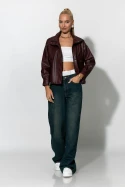 Jacket δερματίνη με τσέπες μπορντό