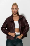 Jacket δερματίνη με τσέπες μπορντό