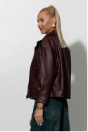 Jacket δερματίνη με τσέπες μπορντό